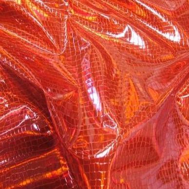 Red Nuevo iridescent Holographic Embossed Crocodile Vinyl Fabric