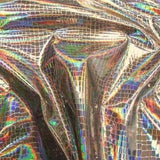 Steel Nuevo iridescent Holographic Embossed Crocodile Vinyl Fabric