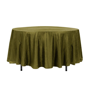 108" Olive Crinkle Crushed Taffeta Round Tablecloth