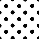One Inch Black Dots on White Poly Cotton Fabric