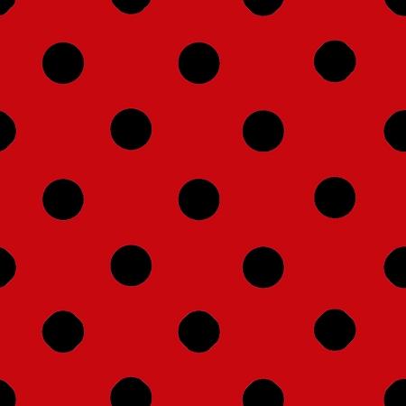One Inch Black Dots on Red Poly Cotton Fabric