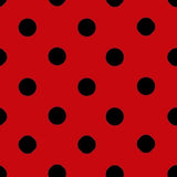 One Inch Black Dots on Red Poly Cotton Fabric