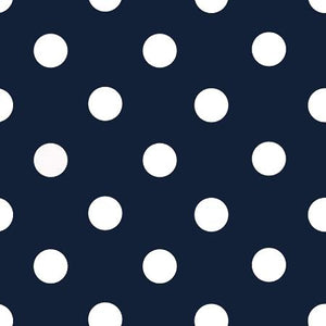 One Inch White Dots on Navy Poly Cotton Fabric