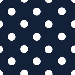 One Inch White Dots on Navy Poly Cotton Fabric