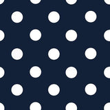 One Inch White Dots on Navy Poly Cotton Fabric