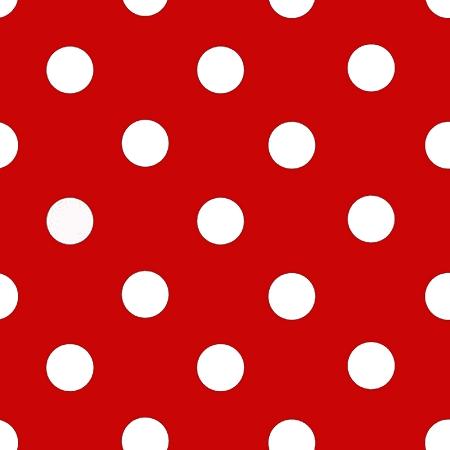 One Inch White Dots on Red Poly Cotton Fabric