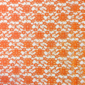Orange Raschel Lace Fabric