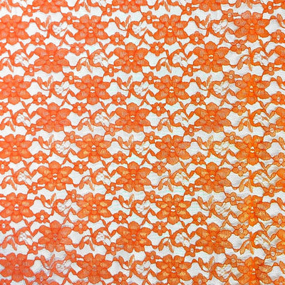 Orange Raschel Lace Fabric