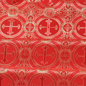 Red Metallic Church Cross Brocade fabric