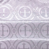 Silver Metallic Church Cross Brocade fabric