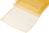 (12 / Pack ) 14 in. x 100 in. Gold Organza Table Runner