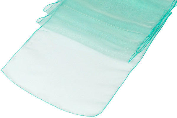 (12 / Pack ) 14 in. x 100 in. Dark Turquoise Organza Table Runner