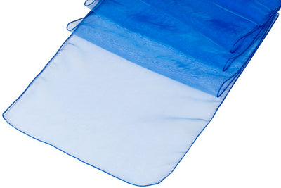 (12 / Pack ) 14 in. x 100 in. Royal Blue Organza Table Runner