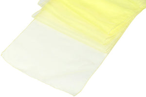 (12 / Pack ) 14 in. x 100 in. Yellow Organza Table Runner
