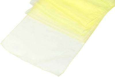 (12 / Pack ) 14 in. x 100 in. Yellow Organza Table Runner