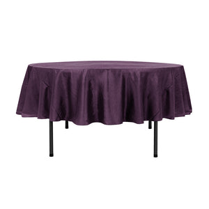 90" Plum Crinkle Crushed Taffeta Round Tablecloth