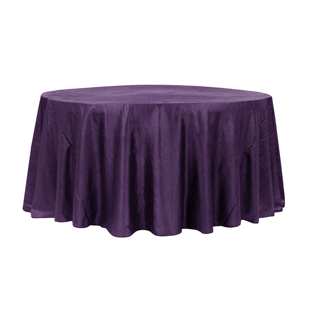 132" Purple Crinkle Crushed Taffeta Round Tablecloth
