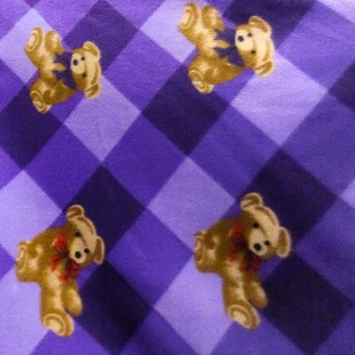 Purple Checkered Bears Anti Pill Animal Theme Fleece Fabric