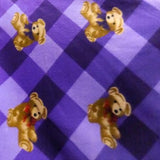 Purple Checkered Bears Anti Pill Animal Theme Fleece Fabric