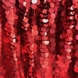 Red Big Dot Large Paillette Sequin on Mesh Fabric
