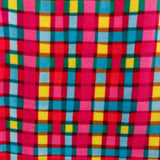 Pink Colorful Trick Squares Anti Pill Fleece Fabric