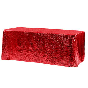 Red Glitz Sequin Rectangular Tablecloth 90 x 156"