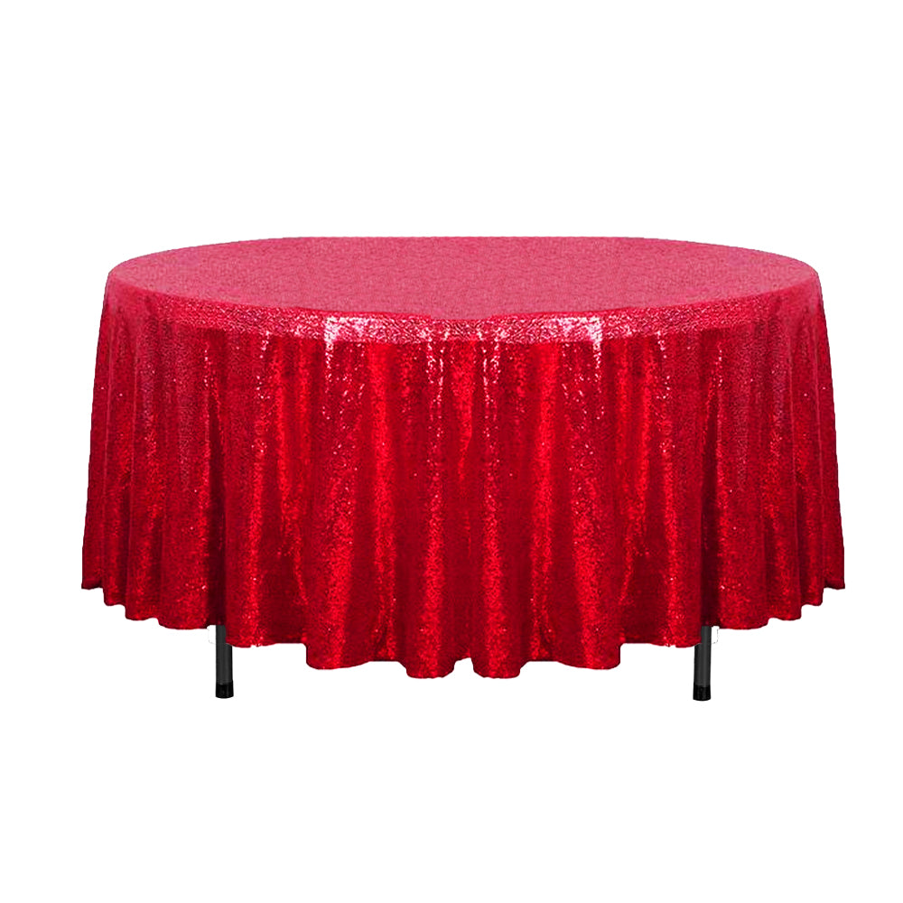 108" Red Glitz Sequin Round Tablecloth