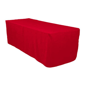 8 Ft Red Polyester Rectangular Tablecloth