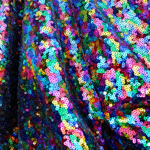 Maedi Gras Rainbow Multi Colored Mini Glitz Sequin Mesh Fabric