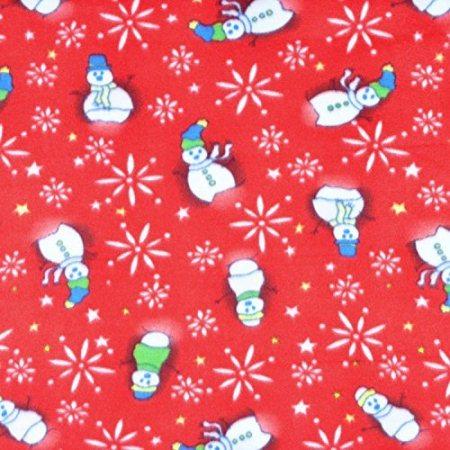 Red Snowman Anti Pill Christmas & Winter Holiday Fleece Fabric