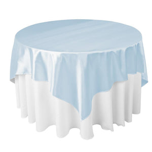 Baby Blue Bridal Satin Overlay Tablecloth 85" x 85"