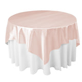 Blush Bridal Satin Overlay Tablecloth 85" x 85"