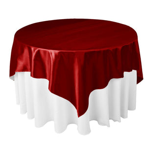 Dark Red Bridal Satin Overlay Tablecloth 85" x 85"