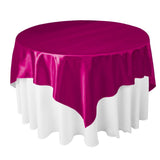 Fuchsia Bridal Satin Overlay Tablecloth 85" x 85"