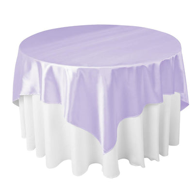Lavender Satin Overlay Tablecloth 60