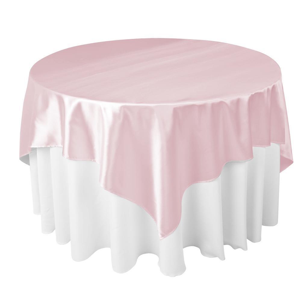 Pink Bridal Satin Overlay Tablecloth 85" x 85"