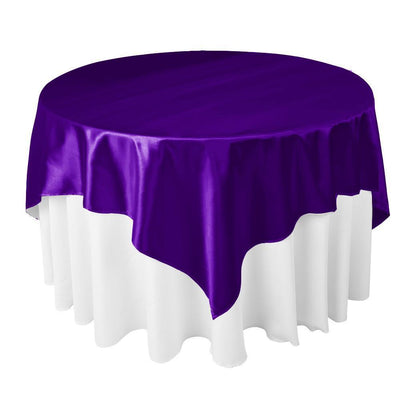 Purple Bridal Satin Overlay Tablecloth 85