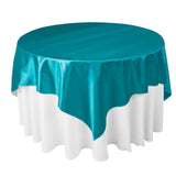 Turquoise Bridal Satin Overlay Tablecloth 85" x 85"