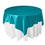 Turquoise Satin Overlay Tablecloth 60" x 60"