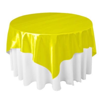 Yellow Bridal Satin Overlay Tablecloth 72