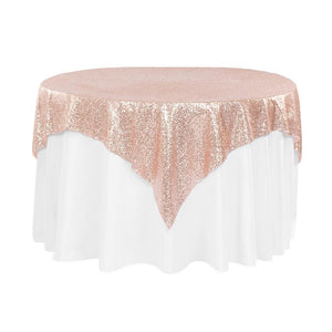 Blush Sequins Overlay Square Tablecloth 72" x 72"