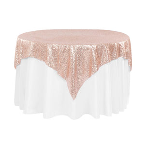 Blush Sequins Overlay Tablecloth 60" x 60"