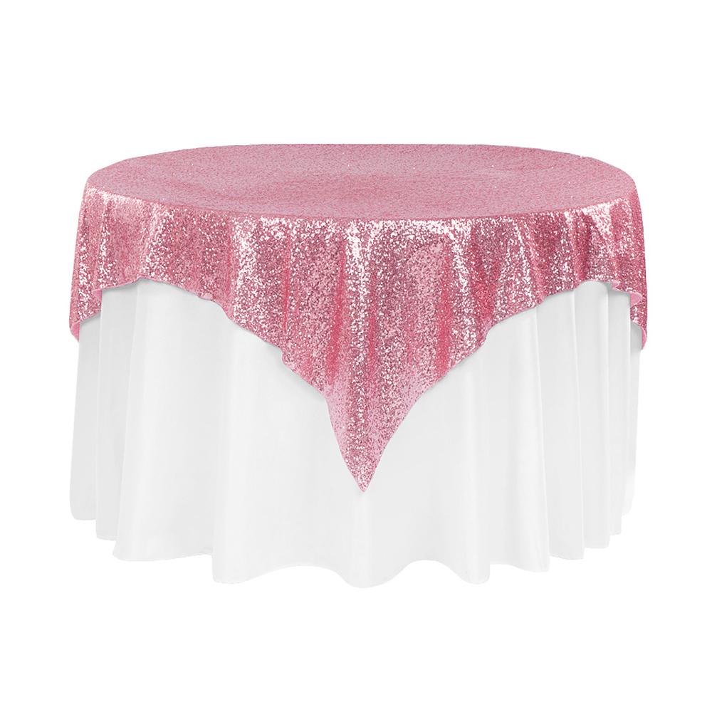 Pink Sequins Overlay Tablecloth 60" x 60"