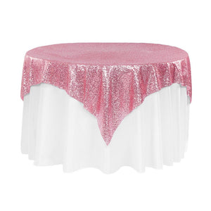 Pink Sequins Overlay Square Tablecloth 85" x 85"