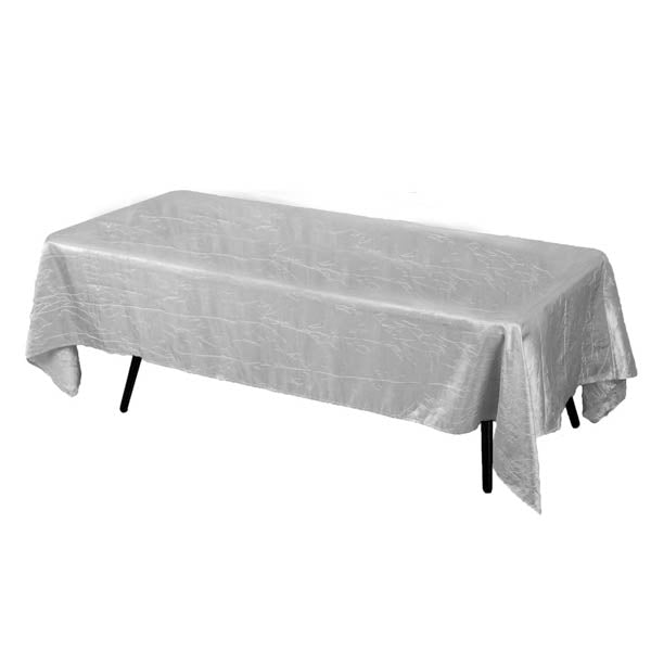 Silver Crinkle Crushed Taffeta Rectangular Tablecloth 60 x 126"