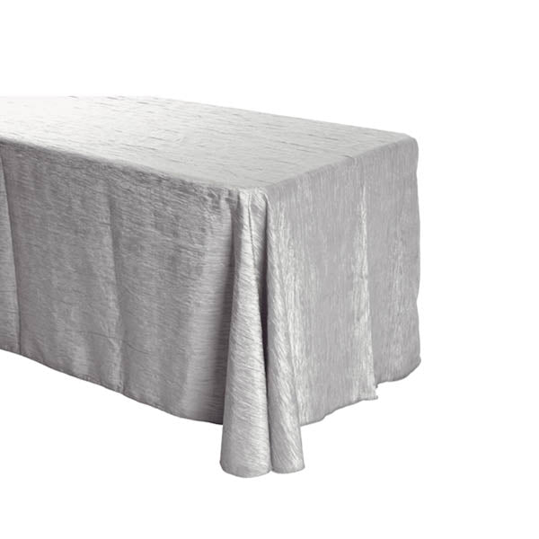 Silver Crinkle Crushed Taffeta Rectangular Tablecloth 90 x 132"
