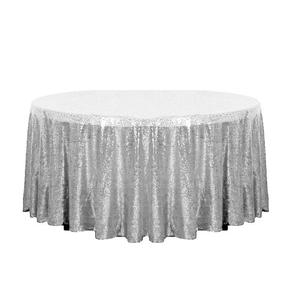 120" Silver Glitz Sequin Round Tablecloth