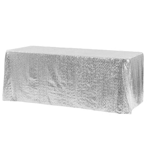 Silver Glitz Sequin Rectangular Tablecloth 90 x 132"