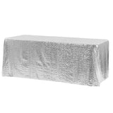 Silver Glitz Sequin Rectangular Tablecloth 90 x 132"