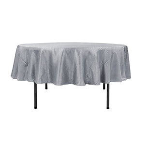 90" Silver Crinkle Crushed Taffeta Round Tablecloth